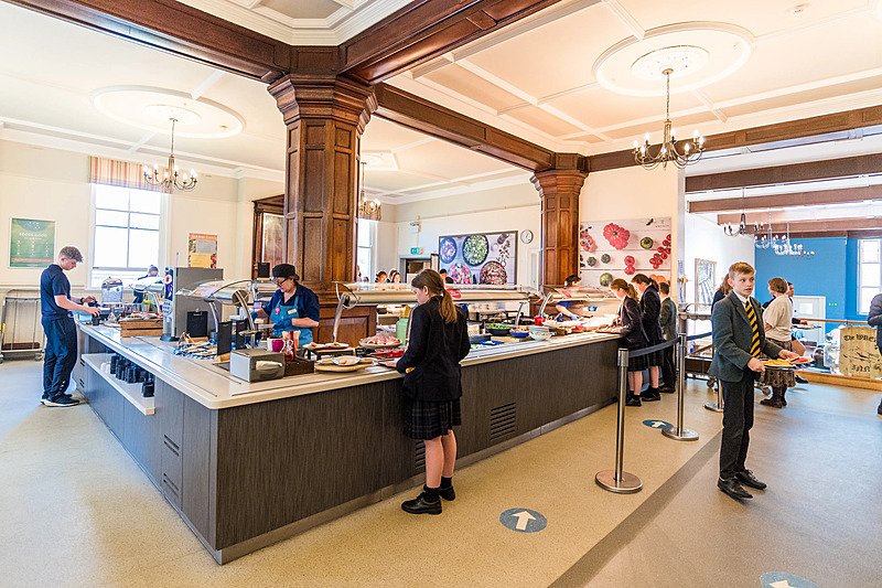 The big buffet and dining area at Wrekin College