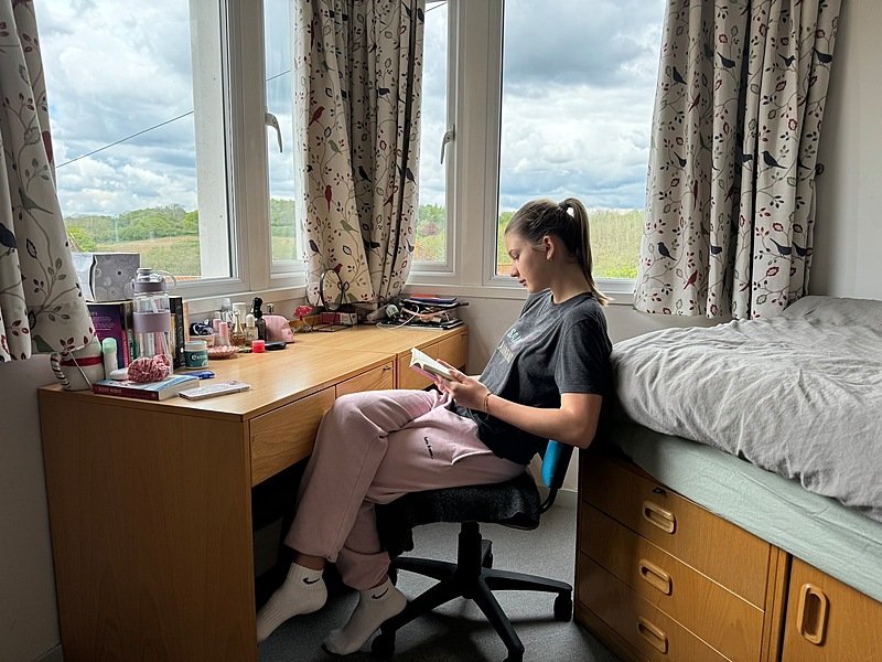 a Single room at one of the girls boarding house at Ardingly College