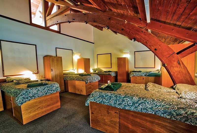 Cozy student dormitory with wooden beams at an English boarding school