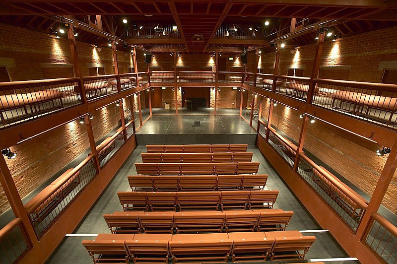 A modern but warm school theatre with two stories